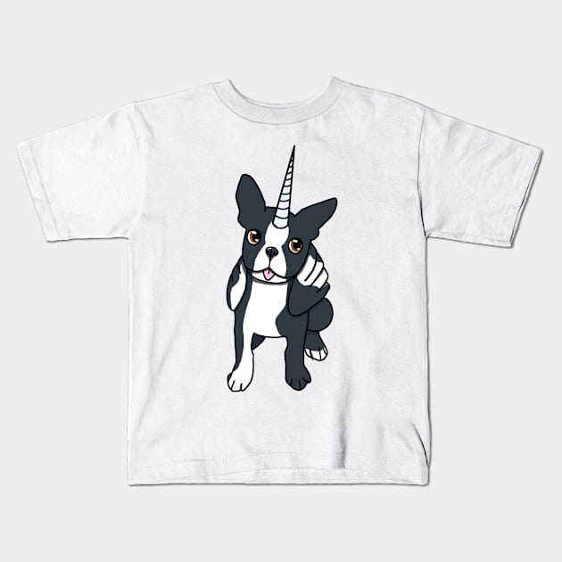 Boston Terrier Alicorn Dog :: Canines and Felines Kids T-Shirt by Platinumfrog